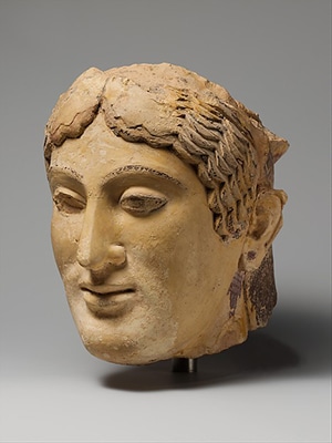 Head of a Woman, Probably a Sphinx, 1st quarter of the 5th century b.c. - Greek Terracotta, The Metropolitan Museum of Art